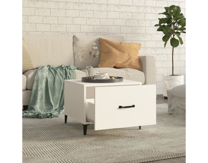 Sonata H Маса за кафе с метални крака 2 бр Бял 50x50x40 см