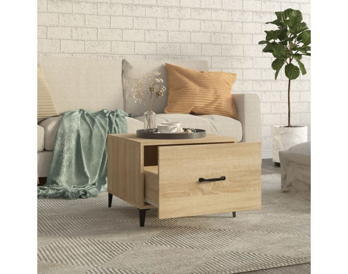 Sonata H Маса за кафе с метални крака 2 бр Дъб сонома 50x50x40 см