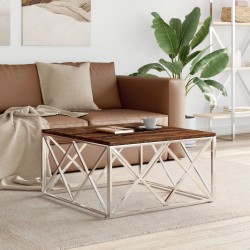 Sonata H Маса за кафе, неръждаема стомана и регенерирано дърво масив - Măsuțe de living