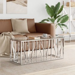 Sonata H Маса за кафе 110x45x45 cм неръждаема стомана и стъкло - Măsuțe de living