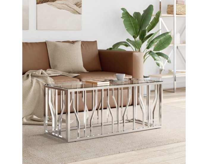 Sonata H Маса за кафе 110x45x45 cм неръждаема стомана и стъкло