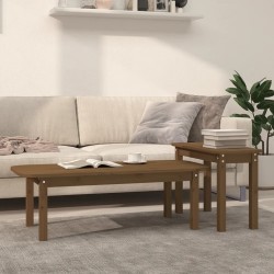 Sonata H Комплект масички за кафе от 2 части, меденокафяво, бор масив - Măsuțe de living