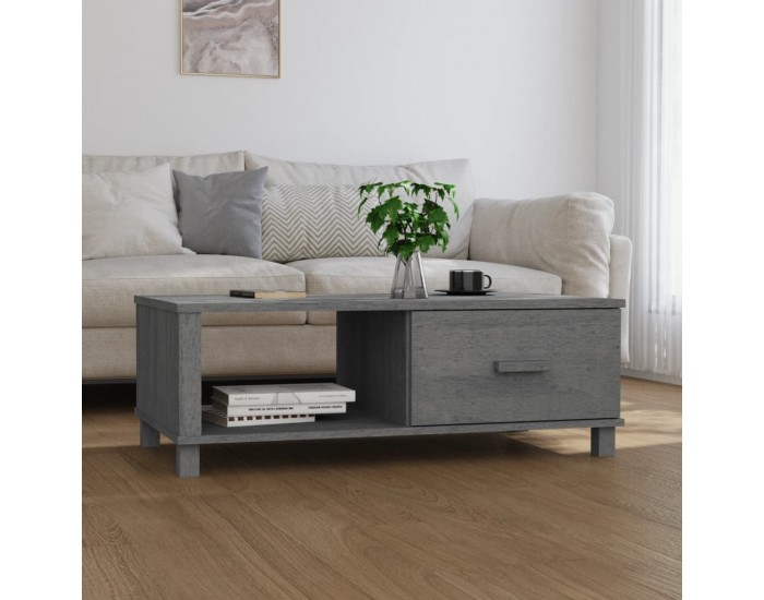 Sonata H Кафе маса HAMAR тъмносива 100x55x35 см борово дърво масив