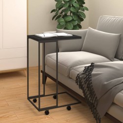 Sonata H Помощна маса с колелца черна 40x30x63,5 см инженерно дърво - Măsuțe de living