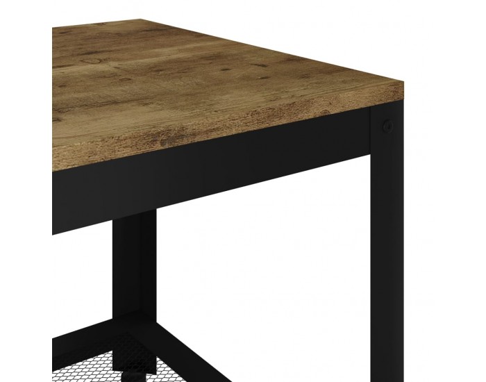 Sonata H Маса за кафе, тъмнокафяво и черно, 90x45x45 см, МДФ и желязо