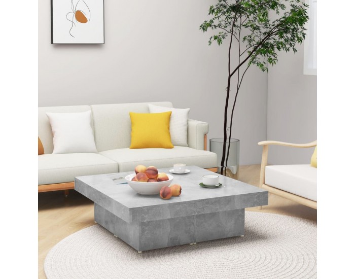 Sonata H Маса за кафе, бетонно сива, 90x90x28 см, инженерно дърво