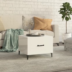 Sonata H Маса за кафе с метални крака Бял гланц 50x50x40 см - Măsuțe de living