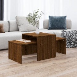Sonata H Комплект маси за кафе кафяв дъб 100x48x40 см инженерно дърво - Măsuțe de living
