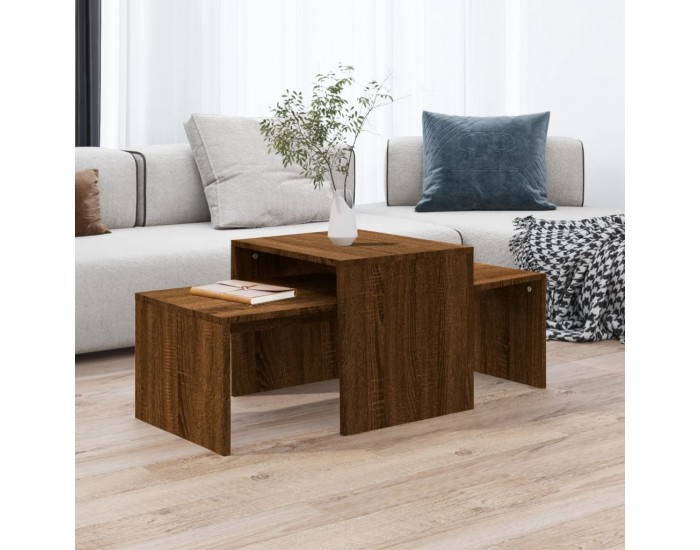 Sonata H Комплект маси за кафе кафяв дъб 100x48x40 см инженерно дърво