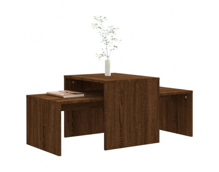 Sonata H Комплект маси за кафе кафяв дъб 100x48x40 см инженерно дърво