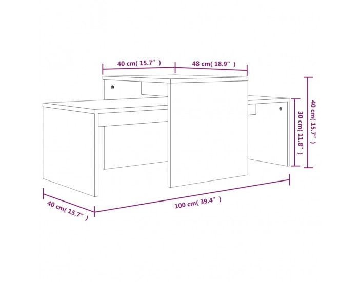 Sonata H Комплект маси за кафе кафяв дъб 100x48x40 см инженерно дърво