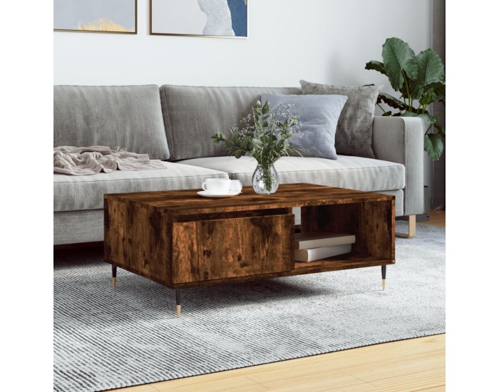 Sonata H Кафе маса, опушен дъб, 90x60x35 см, инженерно дърво