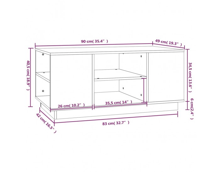 Sonata H Кафе маса, бяла, 90x49x40,5 см, борово дърво масив