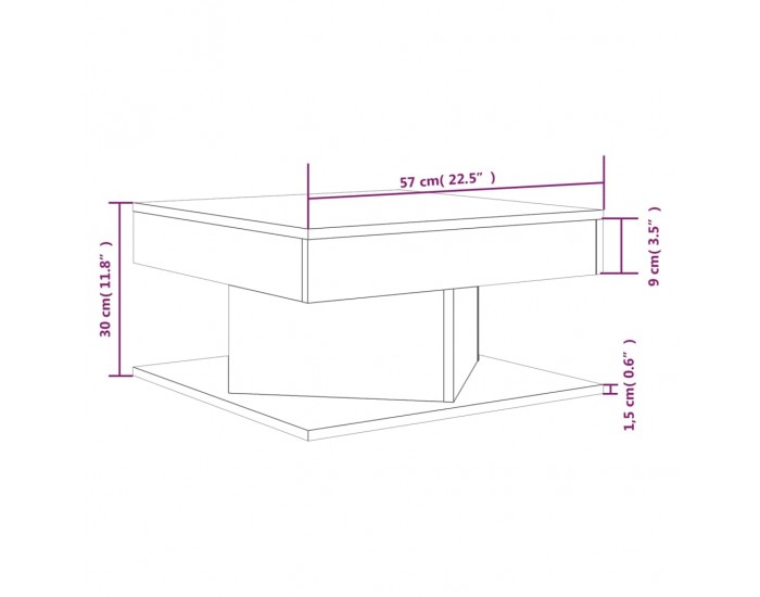 Sonata H Кафе маса, сив сонома, 57x57x30 см, инженерно дърво