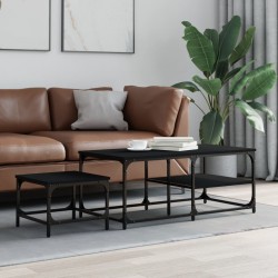 Sonata H Стифиращи кафе маси, 2 бр, черни, инженерно дърво - Măsuțe de living