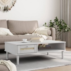 Sonata H Кафе маса SENJA ратанова визия бяла 100x55x33 см бор масив - Mese