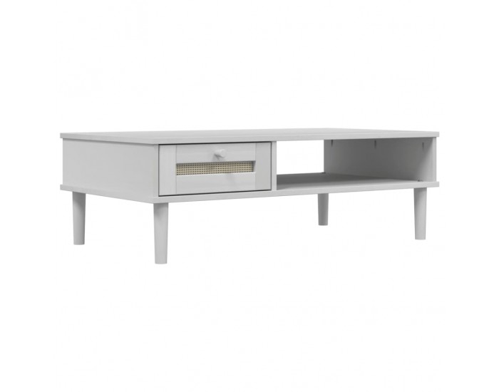 Sonata H Кафе маса SENJA ратанова визия бяла 100x55x33 см бор масив