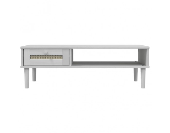 Sonata H Кафе маса SENJA ратанова визия бяла 100x55x33 см бор масив