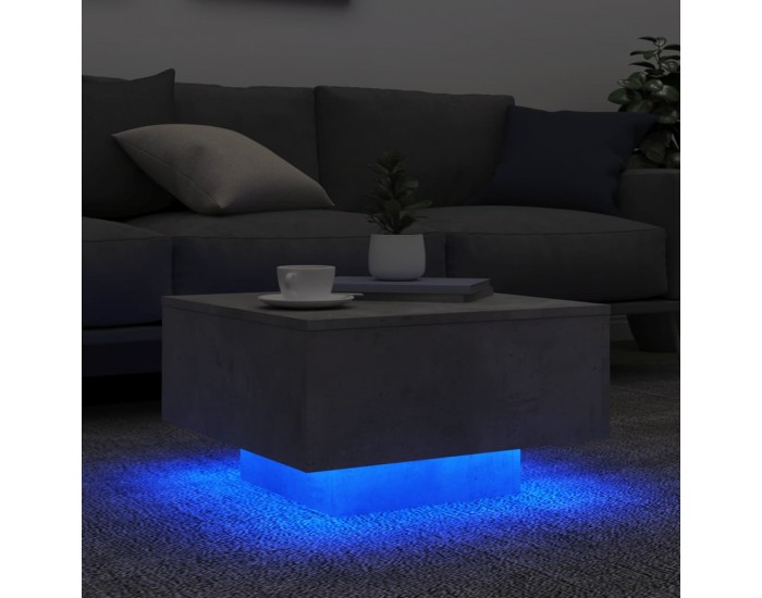 Sonata H Маса за кафе с LED осветление, бетонно сив, 55x55x31 см