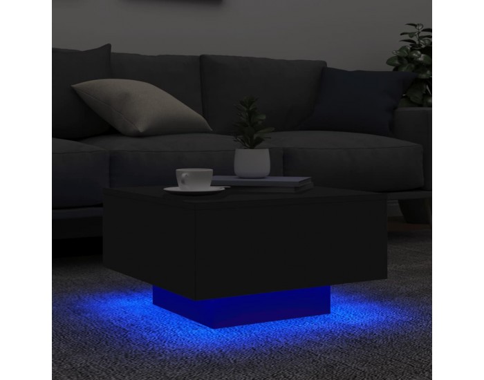 Sonata H Маса за кафе с LED осветление, черна, 55x55x31 см