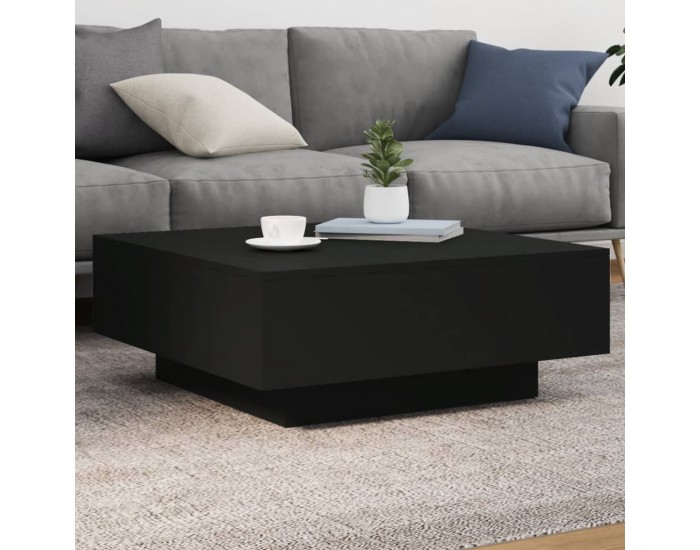 Sonata H Маса за кафе с LED осветление, черна, 80x80x31 см