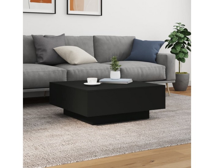 Sonata H Маса за кафе с LED осветление, черна, 80x80x31 см