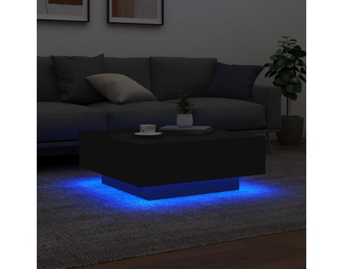 Sonata H Маса за кафе с LED осветление, черна, 80x80x31 см