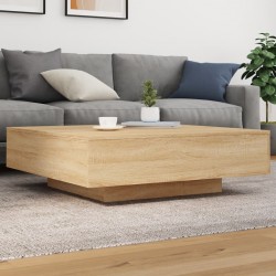 Sonata H Маса за кафе с LED осветление, сонома дъб, 100x100x31 см - Măsuțe de living