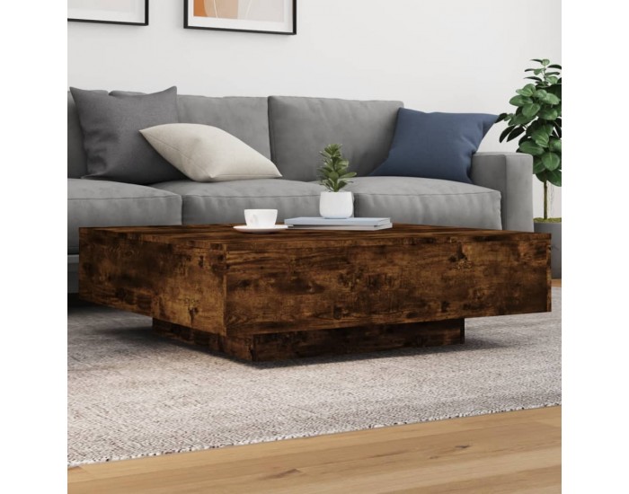 Sonata H Маса за кафе с LED осветление, опушен дъб, 100x100x31 см