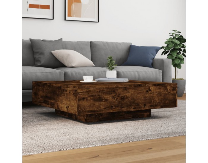 Sonata H Маса за кафе с LED осветление, опушен дъб, 100x100x31 см