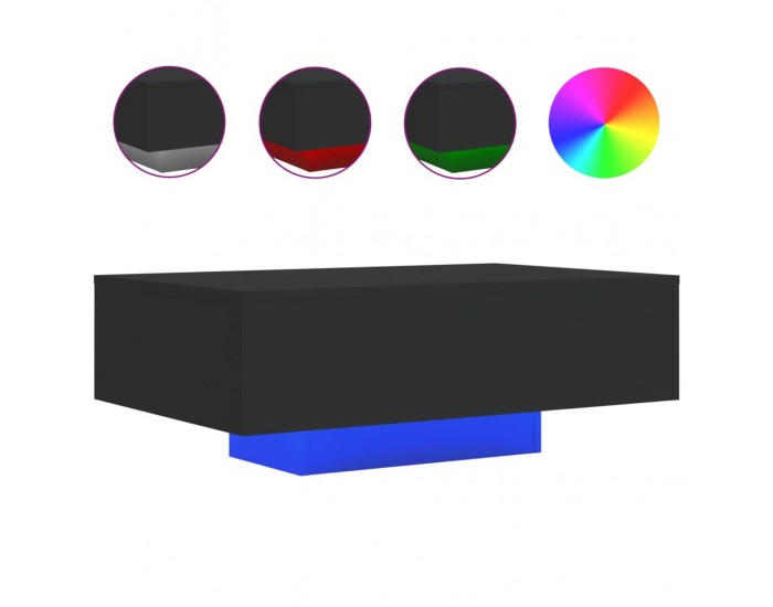 Sonata H Маса за кафе с LED осветление, черна, 85x55x31 см