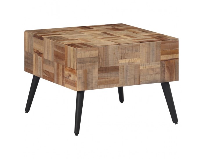 Sonata H Маса за кафе сива 55x55x40 см масивно регенерирано тиково дърво