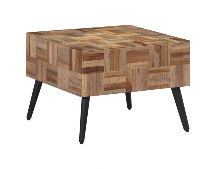 Sonata H Маса за кафе сива 55x55x40 см масивно регенерирано тиково дърво