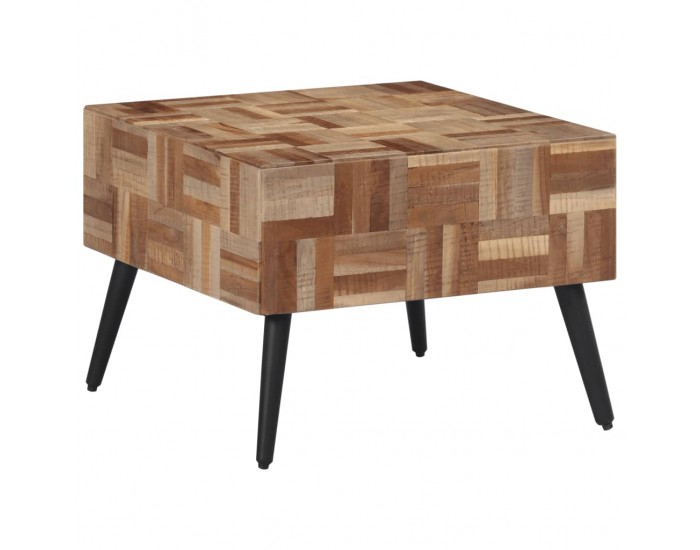 Sonata H Маса за кафе сива 55x55x40 см масивно регенерирано тиково дърво