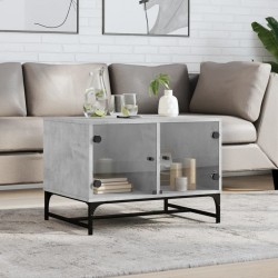 Sonata H Маса за кафе със стъклени врати, бетонно сива, 68,5x50x50 см - Măsuțe de living