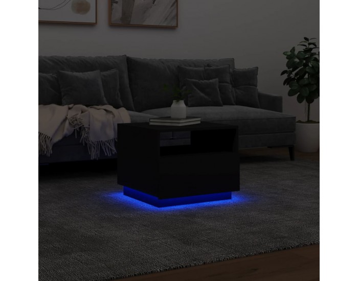 Sonata H Маса за кафе с LED осветление, черна, 50x49x40 см