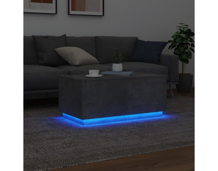 Sonata H Маса за кафе с LED осветление, бетонно сива, 90x50x40 см
