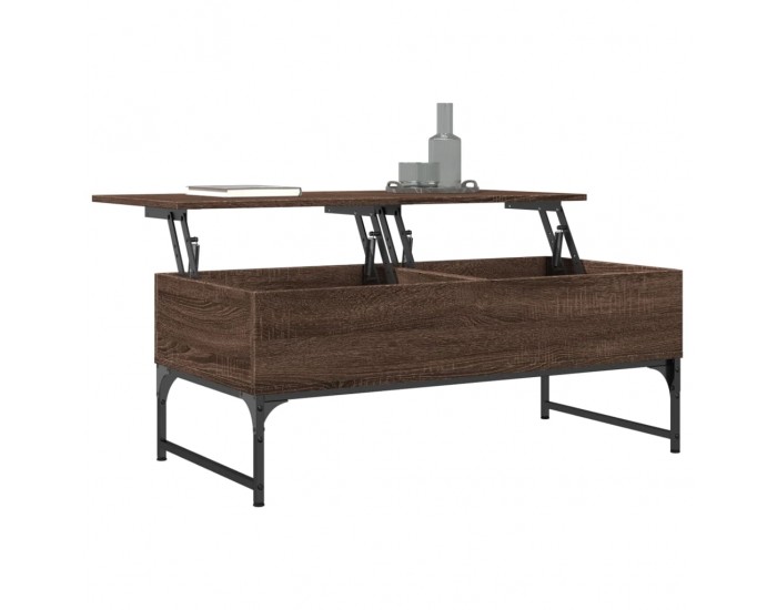 Sonata H Кафе маса, кафяв дъб, 100x50x40 см, инженерно дърво и метал