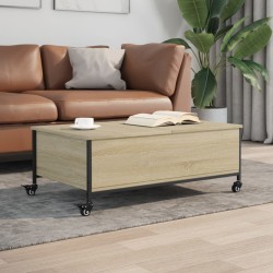 Sonata H Маса за кафе с колелца дъб сонома 91x55x34 см инженерно дърво - Măsuțe de living