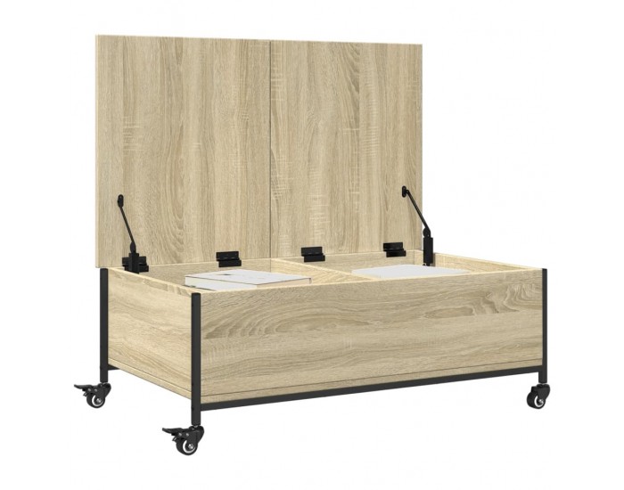 Sonata H Маса за кафе с колелца дъб сонома 91x55x34 см инженерно дърво