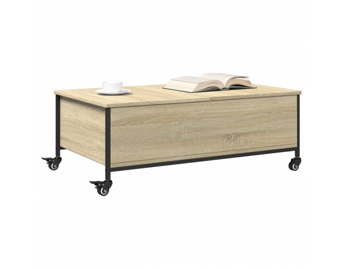 Sonata H Маса за кафе с колелца дъб сонома 91x55x34 см инженерно дърво