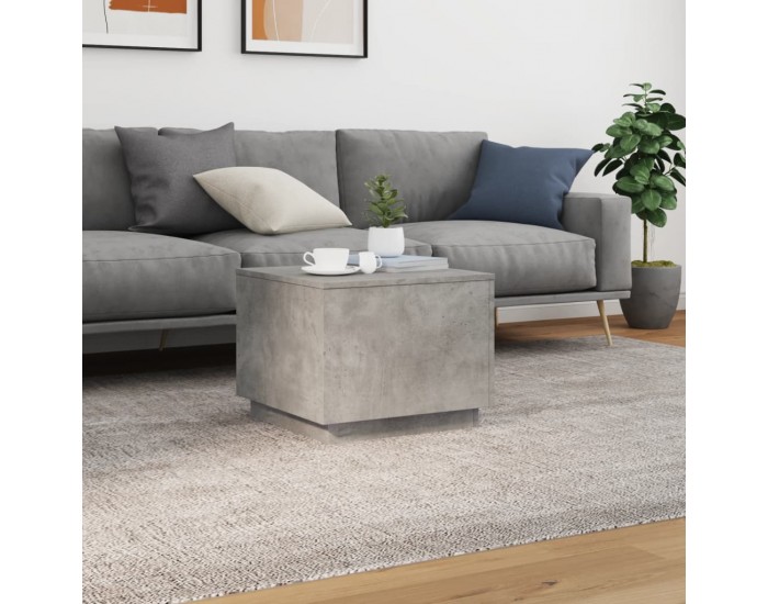 Sonata H Маса за кафе с LED осветление, бетонно сива, 50x50x40 см