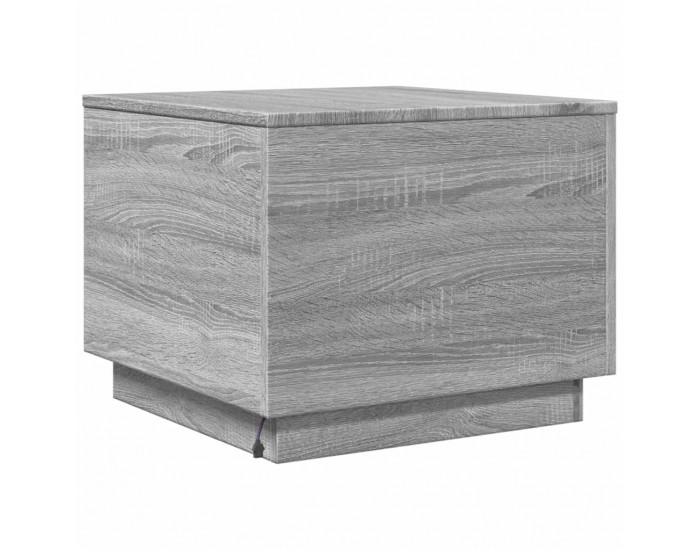 Sonata H Маса за кафе с LED осветление, сив сонома, 50x50x40 см