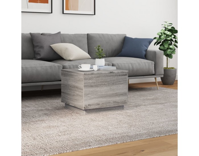 Sonata H Маса за кафе с LED осветление, сив сонома, 50x50x40 см