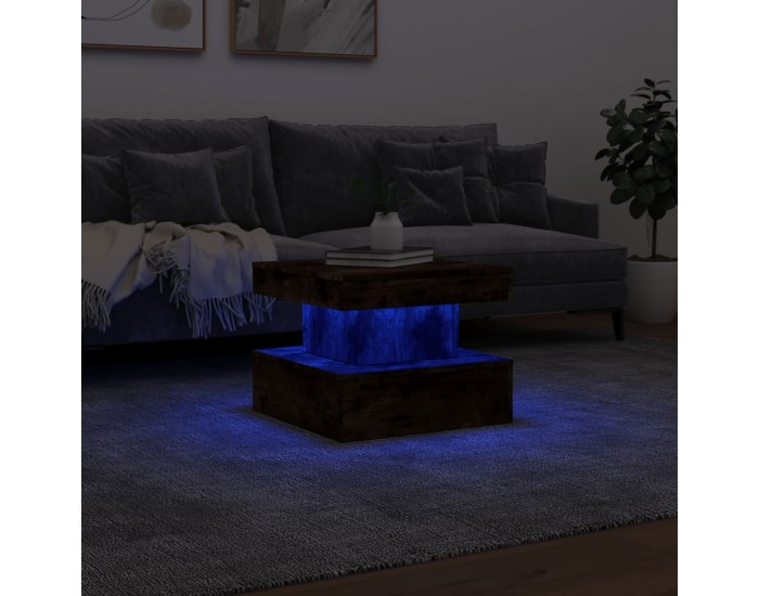 Sonata H Маса за кафе с LED осветление, опушен дъб, 50x50x40 см