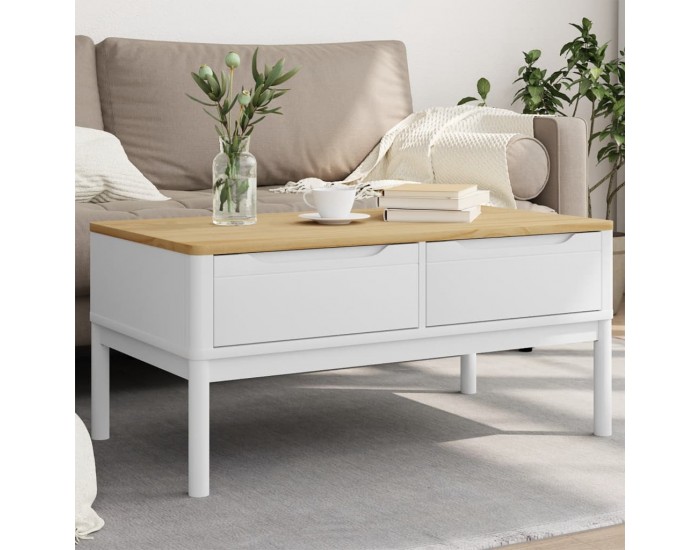 Sonata H Кафе маса FLORO, бяла, 99x55,5x45 см, борово дърво масив