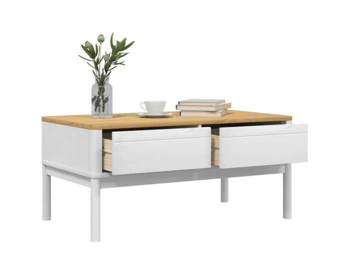 Sonata H Кафе маса FLORO, бяла, 99x55,5x45 см, борово дърво масив