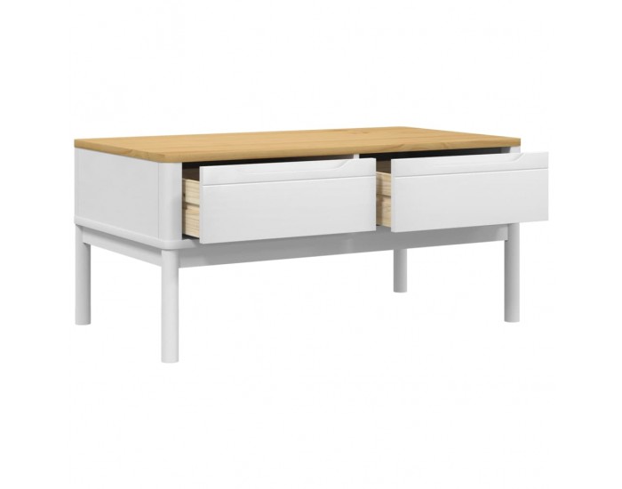 Sonata H Кафе маса FLORO, бяла, 99x55,5x45 см, борово дърво масив