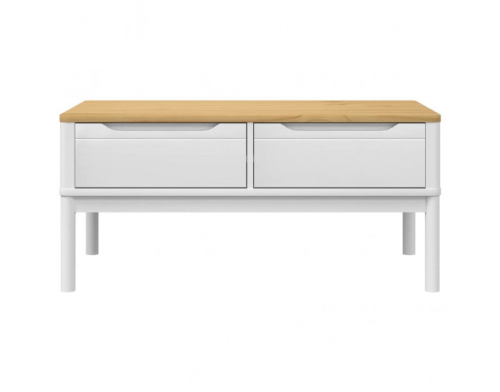 Sonata H Кафе маса FLORO, бяла, 99x55,5x45 см, борово дърво масив