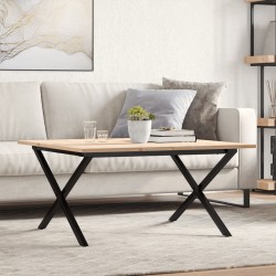 Sonata H Кафе маса X-образна рамка 90x90x45 см бор масив и чугун - Mese de dining